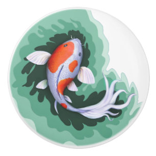 Bouton De Porte En Céramique Art mignon de poissons de Koi
