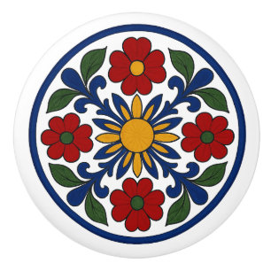 Bouton De Porte En Céramique Art moderne mexicain Talavera Folk Art Ceramic Kno