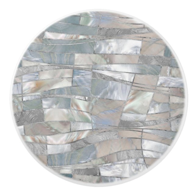 Bouton De Porte En Céramique Art Mosaic Waves - Just Pearl (Devant)
