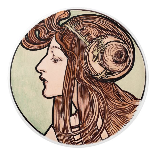 Bouton De Porte En Céramique Art Nouveau (Devant)