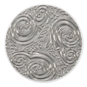 Bouton De Porte En Céramique Art nouveau argent gravé look abstrait