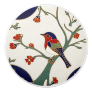Bouton De Porte En Céramique Art Nouveau Oiseau coloré Art Déco