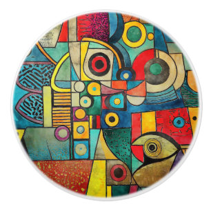 Bouton De Porte En Céramique Artisan géométrique Maximaliste Décor Tête