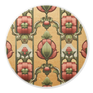 Bouton De Porte En Céramique Arts & Crafts Craftsman et Mission frise florale
