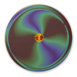 Bouton De Porte En Céramique Arty Blue Green Wavy Swirl avec des noeuds en céra