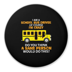 Bouton De Porte En Céramique Autobus scolaire drôle - voiture folle d'amusemen