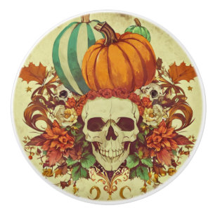 Bouton De Porte En Céramique Automne/Automne/Halloween/citrouille/squelette