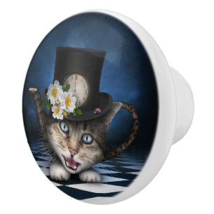 Bouton De Porte En Céramique Awesome Mad Hatter Teapot Chat Conception Whimsica