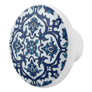 Bouton De Porte En Céramique Azulejos Floral Carrelage Motif