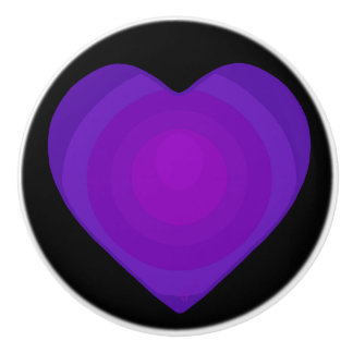 Bouton De Porte En Céramique B&W Purple Hearts Beating Ceramic Knob