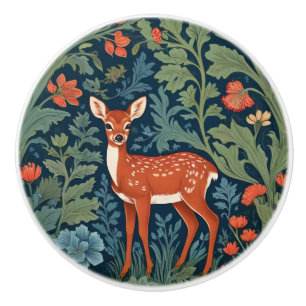 Bouton De Porte En Céramique Baby Deer William Morris style gauche face à face