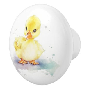 Bouton De Porte En Céramique Baby Duck 2 Watercolor Ceramic Knob