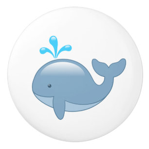 Bouton De Porte En Céramique Baleine potelée mignonne de bande dessinée