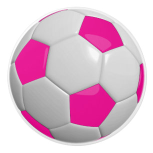 Bouton De Porte En Céramique Balle de football / Football en rose chaud