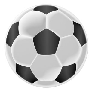 Bouton De Porte En Céramique Balle de football noir et blanc / Football