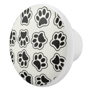 Bouton De Porte En Céramique Balles noires, Paws de chien, Paws de chat, Plan