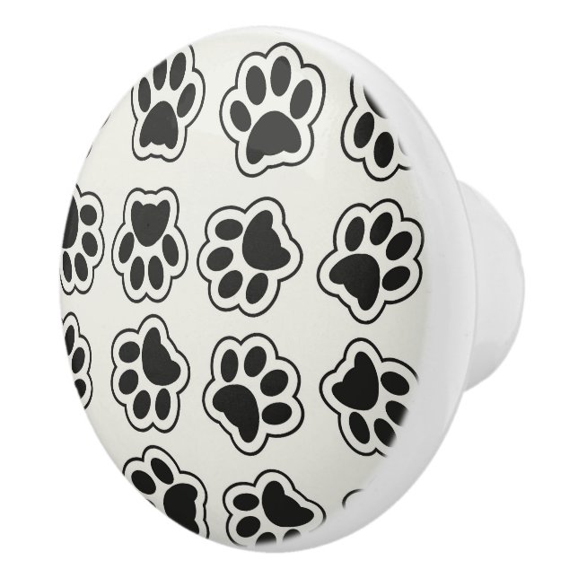 Bouton De Porte En Céramique Balles noires, Paws de chien, Paws de chat, Plan (Droite)