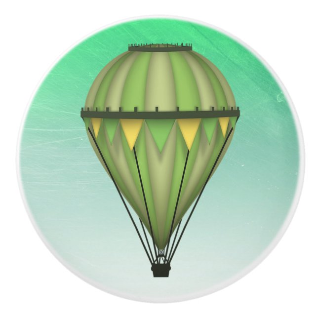 Bouton De Porte En Céramique Ballons à air chaud vert (Devant)