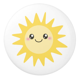 Bouton De Porte En Céramique Bande dessinée heureuse mignonne de Sun - décor de