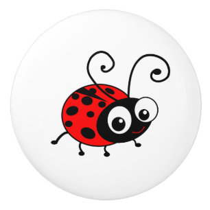 Bouton De Porte En Céramique Bande dessinée mignonne de coccinelle