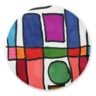 Bouton De Porte En Céramique Bande rectangulaire chaude et cool avec accent cir