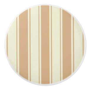 Bouton De Porte En Céramique Bandes à tiques beige et crème