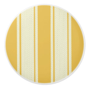 Bouton De Porte En Céramique Bandes à tiques or et crème