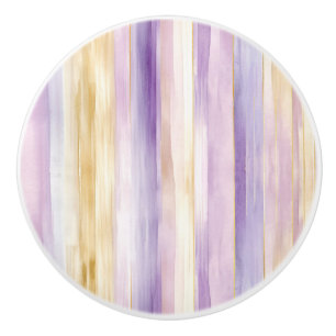 Bouton De Porte En Céramique Bandes d'or violet