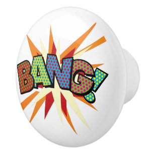 Bouton De Porte En Céramique BANG Fun Retro Comédie Livre Pop Art