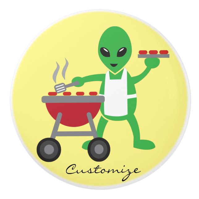 Bouton De Porte En Céramique Barbecue Alien Cuisine Thunder_Cove (Devant)