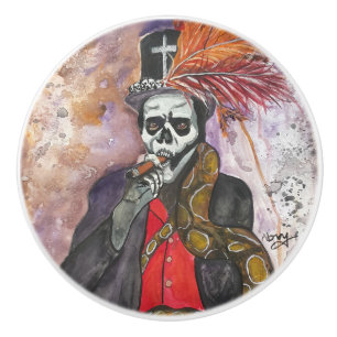 Bouton De Porte En Céramique Baron Samedi Ceramic Knob