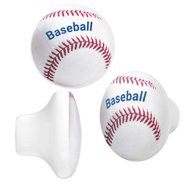 Bouton De Porte En Céramique Baseball personnalisable Rouge Blanc et Bleu (Créateur téléchargé)