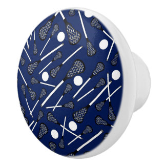 Bouton De Porte En Céramique Bâtons de lacrosse de bleu marine