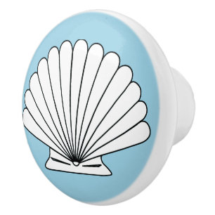 Bouton De Porte En Céramique Beach House Seashell Turquoise Door Knob