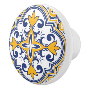 Bouton De Porte En Céramique 💙 💛 Beau Azulejos bleu et jaune