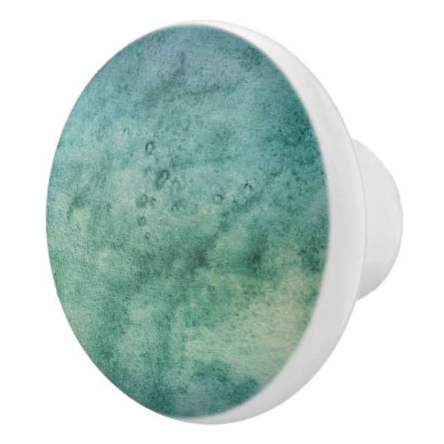 Bouton De Porte En Céramique Beau bleu vert Aqua Aquarelle Cravate-Dye (Droite)