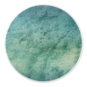 Bouton De Porte En Céramique Beau bleu vert Aqua Tie-Dye aquarelle