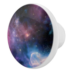 Bouton De Porte En Céramique Beau Blue Purple Space Stars Galaxy Universe