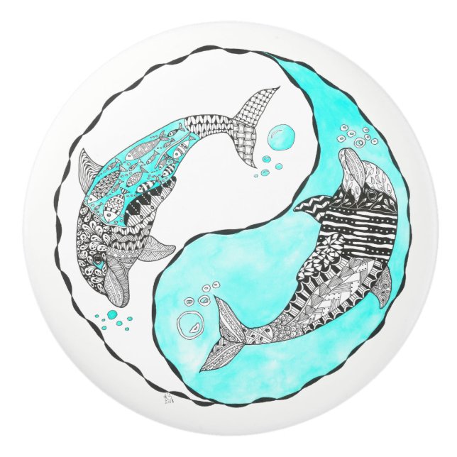Bouton De Porte En Céramique Beau Dolphin Door Knob - Céramique (Devant)
