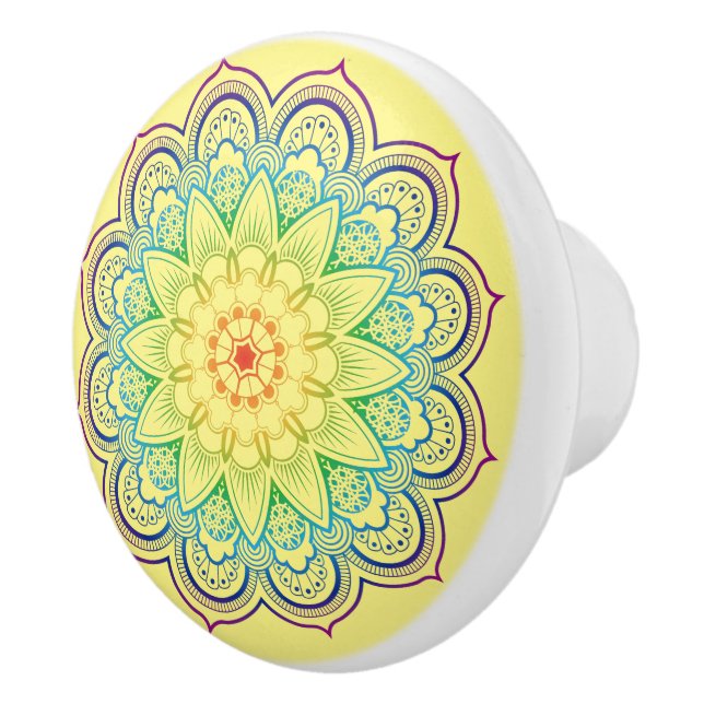 Bouton De Porte En Céramique Beau Mandala (Droite)