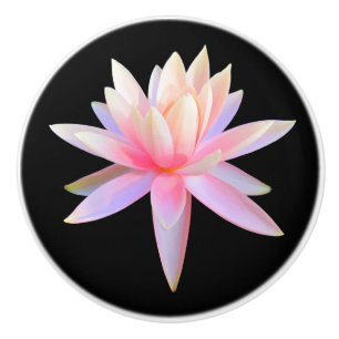 Bouton De Porte En Céramique Beau Motif rose blanc Lotus