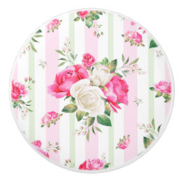 Bouton De Porte En Céramique beau, ressort, roses chics et roses minables,