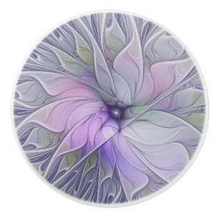 Bouton De Porte En Céramique Beauté étonnante Fleur d'art Abstrait fractal mode