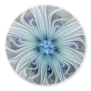Bouton De Porte En Céramique Beauté florale Abstraite moderne Blue Pastel Flowe