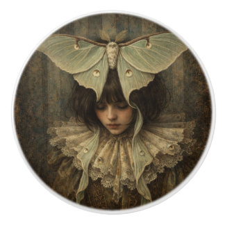 Bouton De Porte En Céramique Beauté victorienne avec papillon