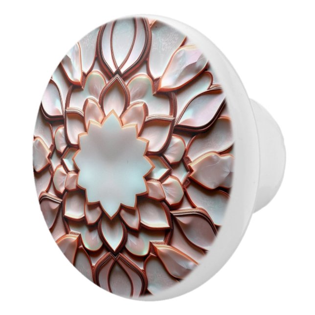 Bouton De Porte En Céramique Beautiful pink offwhite pearl inspired (Droite)