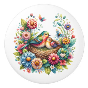 Bouton De Porte En Céramique Beaux Oiseaux