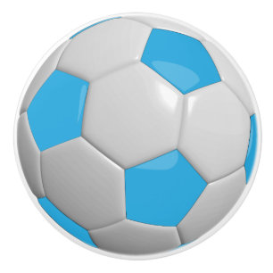Bouton De Porte En Céramique Bébé Bal de football bleu et blanc / Football