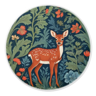 Bouton De Porte En Céramique Bébé Deer William Morris style Droite face à face