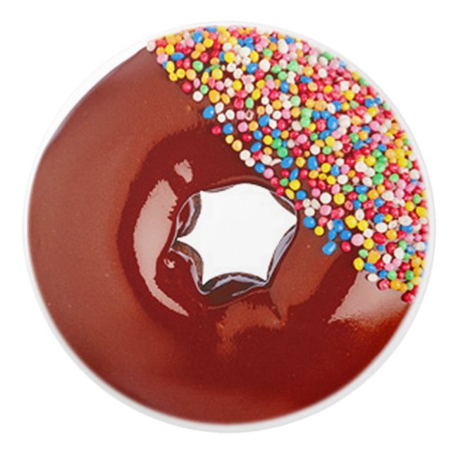 Bouton De Porte En Céramique Beignet givré par chocolat (Devant)